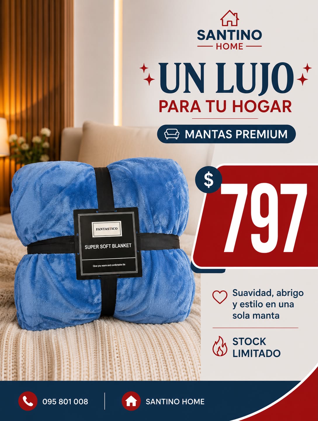 Manta Premium Celeste Cielo