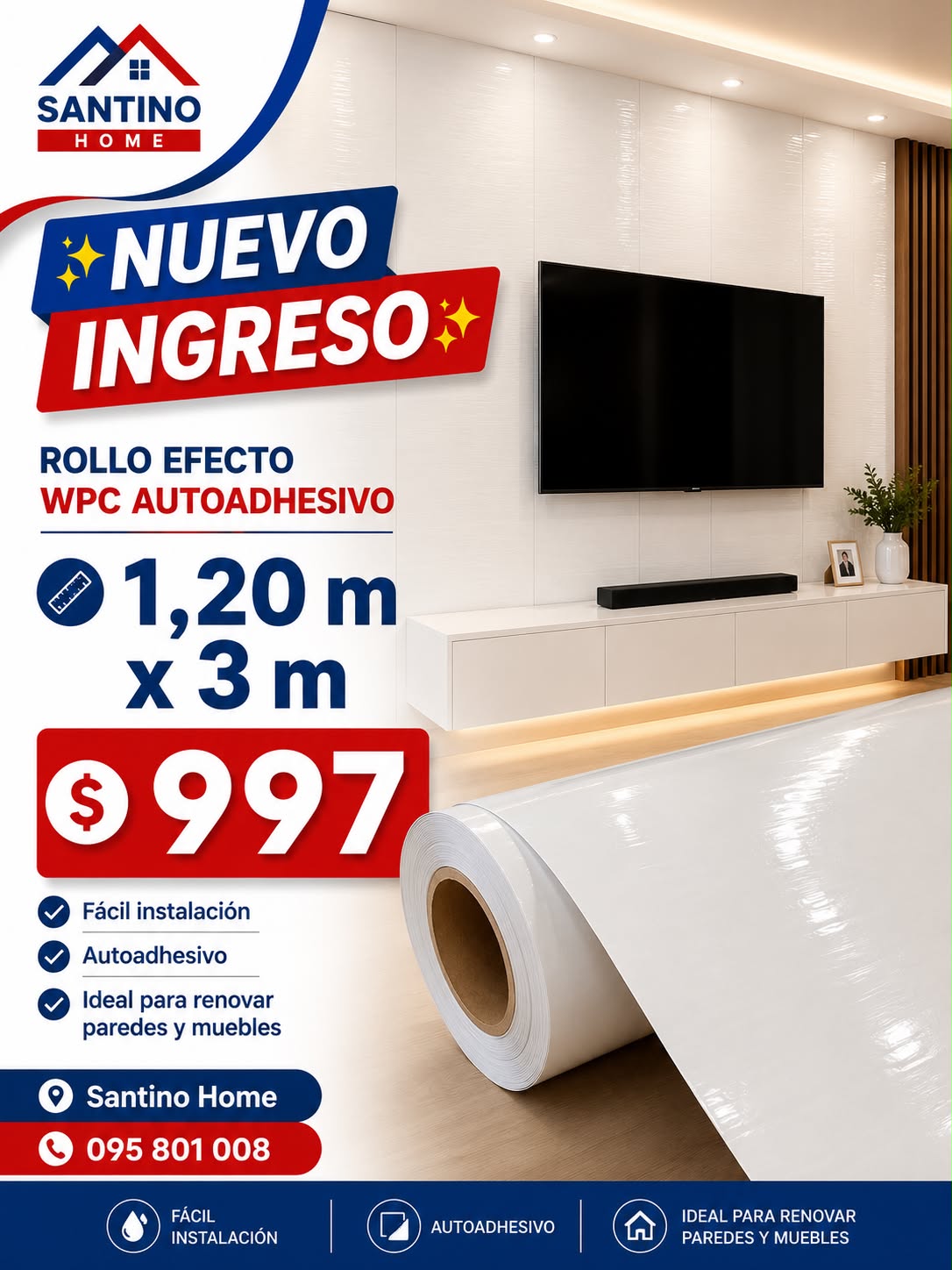 ROLLO SÍMIL MÁRMOL BLANCO CLÁSICO