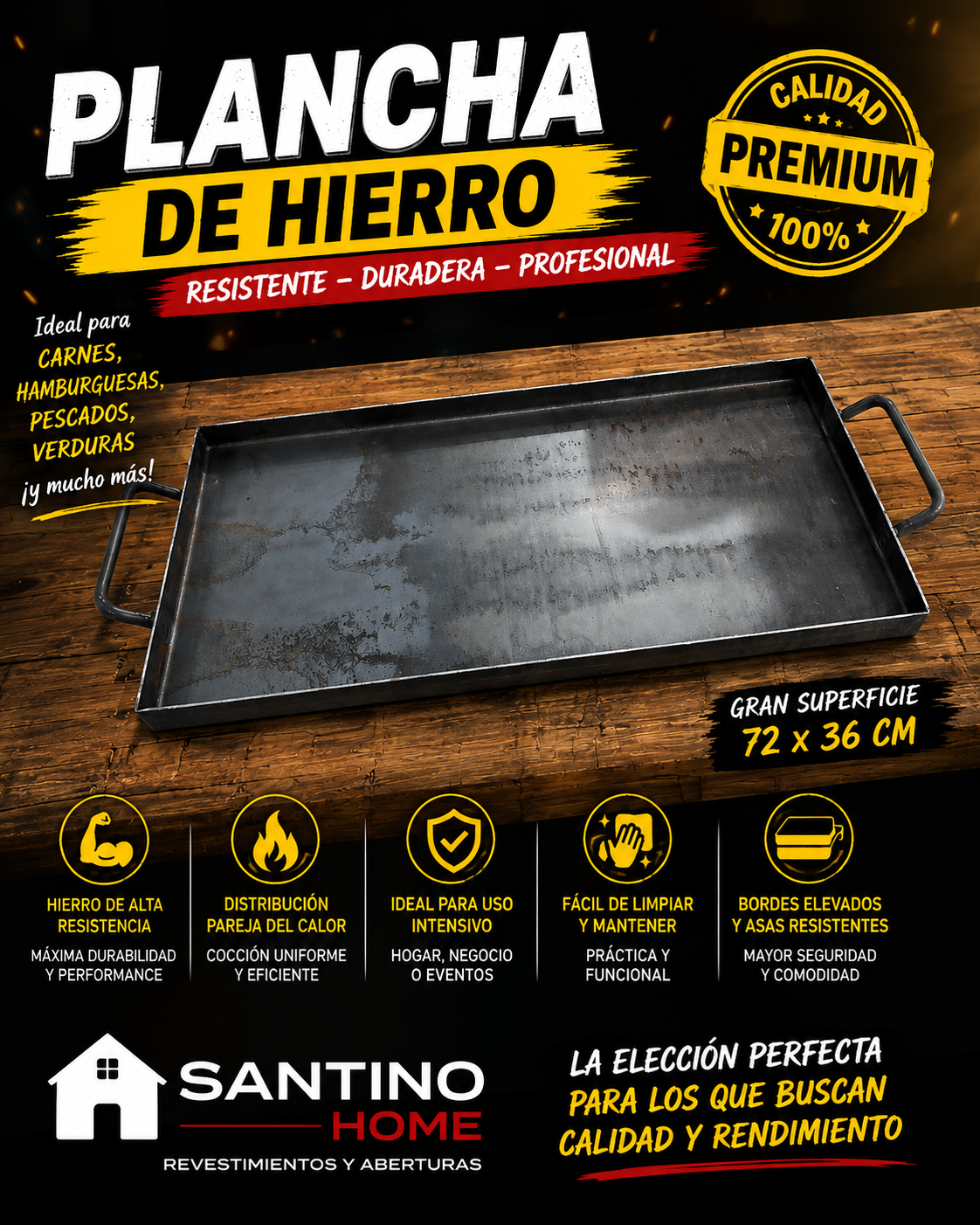 Bandeja para parrilla 55x25cm