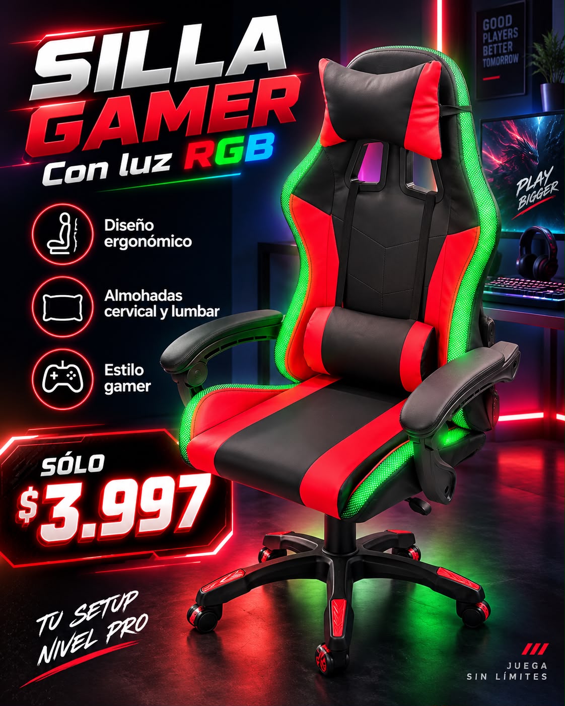 Silla Gamer (Roja)